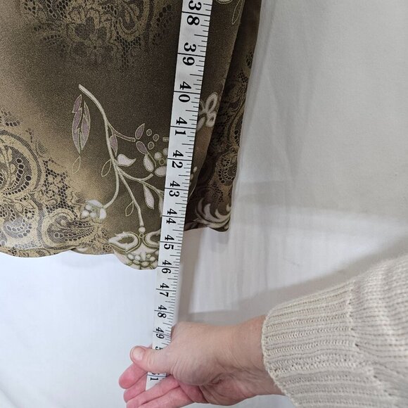 Kathie Lee Collection Vintage 90s Green Floral‎ Midi Dress Lined L Babydoll Slip - Picture 7 of 9